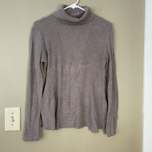 LAST CHANCE Cyrus Women’s Taupe Tan Grey Ribbed Turtleneck Medium